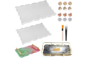 Jimiston Bandeja de frutas para frutas, moldes de resina epoxi, moldes de silicona irregulares con copos de oro, pinceles y pinzas, moldes de resina para fundir para manualidades, posavasos o bandeja