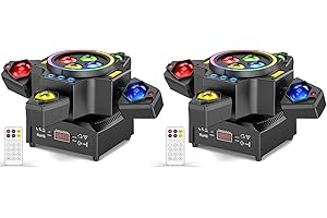 WZYBUTA 2PCS 150W Cabeza Móvil Beam Luces de Escenario, LED RGBW Foco Wash con Control Remoto Luz Estroboscópica Dorada DMX512 Luz de Discoteca para Bar Halloween DJ Bodas