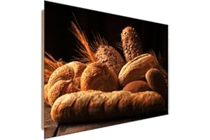 Feeby Frames, Tableau mural, Tableau Déco, Tableau imprimé, Tableau Deco Panel, 60x80 cm, CUISINE, BOULANGERIE, PAIN, COMPOSITION, BEIGE, NOIR