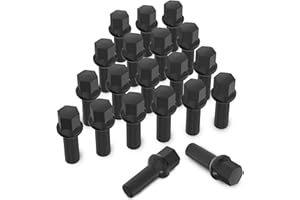 20 Stück MIKKUPPA Radschrauben Radbolzen M14x1,5 - Schaftlänge: 28mm,Kugelbund R13,Schlüsselweite:17mm (Schwarz)