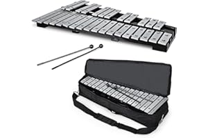 KOMFOTTEU Xylophon 30 Noten, Glockenspiel mit Metalltasten & 2 Schlägel, Handpercussion Schlaginstrument inkl. Tragetasche, Musikinstrument für Kinder Erwachsene