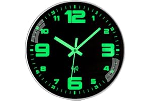 ACCSHINE Orologio da parete luminoso, senza ticchettio, silenzioso, 25 cm, al quarzo, moderno, grande batteria, facile da leggere per camere, casa, cucina, camera da letto, ufficio, scuola (orologio