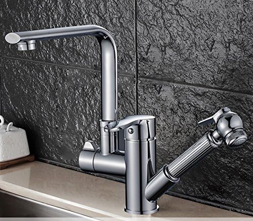 GFEI Pull type hot and cold tap / kitchen wash basin, full copper telescopic universal swivel faucet / sink sink, multifunctional faucet,B