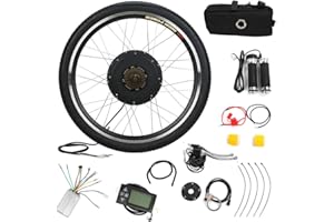 NAIMP 48V 1000W 26'' Electric Bike Conversion Kit, Rear Wheel Bicycle Motor E-Bike Kit LCD Display &5-level Smart Pedal Assistance, 5 Mode PAS Cycling Hub, Widened Tires, Black