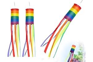 AOYEGIC Manche à air Arc-en-Ciel 2 pièces,Drapeau de girouette,bannière à Manches à Vent rayées,décoration extérieure Suspendue,pour Mur extérieur,Arbre,Patio,pelouse,Jardin,décoration(100 cm)