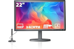 Desobry 22 Inch 1080P Small TV with DVB-T2 and Antenna, MINI TV Support HDMI USB AV Inputs, 12V TV for Kitchen, Home, and Motorhomes, Used as Computer or Monitor Screen