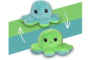 PIANETA Pluszowa ośmiornica w kształcie ośmiornicy, dwustronna, urocza, dwustronna, prezent dla dzieci, dziewcząt, chłopców, dostępna w 4 kolorach (zielona ośmiornica / jasnoniebieska)