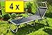Produktbild 4 x Liege Dreibeinliege PREMIUM-Strandliege fertig montiert, 4x Sonnenliege mit Sonnendach Dach, Strandliege, Gartenliege extrem wetterfest, klappbar, tragbar, seewasserfest, große Liegefläche ca. 195 x 62 cm, Textilene-Aluminium, Alu mit Sonnenschutzdach, Klappliege faltbar, anthrazit-metallic silber, Strandliegen, Sonnenliegen, Liegestühle, Gartenstühle, Picknickliegen, Gartenmöbel Holz, Feldbetten