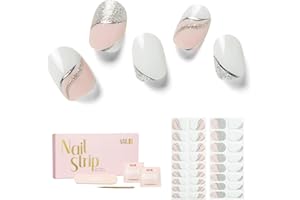 NAILOG Autocollants à Ongle 34Pcs Gel Vernis Adhésif Semi-Permanents Extra Long Finition brillante et durable Nail Art Decal Strip Nail Stickers pour Femmes Filles (Be With You)