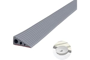 ‎BRIMOREA Gummi Türschwellenrampe Rampe, 5.5x1.6X100CM Bordsteinrampe, PVC Saugroboter Türschwellenrampe, übergangsschienen Selbstklebend Schwellenrampe für Rollstuhl, Kinderwagen, Rollator& e Scooter Grau
