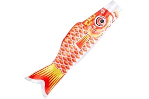 GORGECRAFT 46.5 Zoll Koi Fisch Windsack Orange Rote Karpfenflagge Luftschlangen Banner Polyester 3D Japanisches Hänge Koinobori Dekor Für Den Außenbereich Für Wand Baum Vorderterrasse Rasen Hof