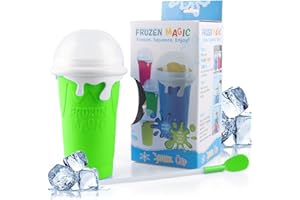 WDJLNZB Cup Slushy Maker, Slushy Maker Cup con 2 in 1 Straw e Spoon, Tazza di Frullato di Silicone, Frozen Magic Squeeze Cup, Portable Milkshake Tazza Congelata,Frozen Smoothies Cup, Coppa di Ghiaccio (Verde)