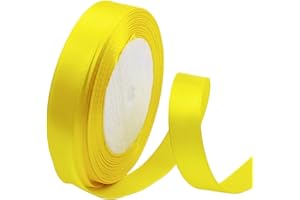 Ruban Satin Jaune Citron 15mm X 22m,Ruban Cadeau,Ruban Couture,Ruban de Satin de soie pour Décoration de Mariage, l'artisanat de Décoration de la Maison,Fête Gâteau,Emballage Gâteau,Coffrets,Bouquet