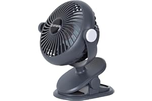 Kiddies Kingdom Amana Deluxe Stroller Fan - 360° Rotation, 3 Speed, Ultra Quiet, Easy Fit, Battery or USB Powered