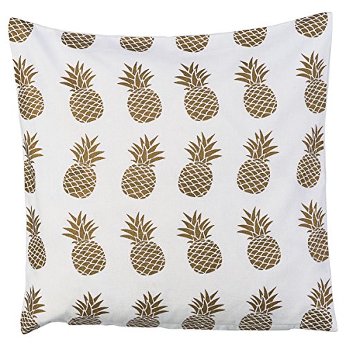 miaVILLA Kissenhülle Pineapples – Kissenbezug mit Ananas – Weiß Gold – ca. 40 x 40 cm - 2