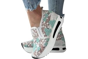 FANNYFUNY Gesundheitsschuhe Damen Mit Fußbett Wedges Keilabsatz Schuhe Stoßdämpfende Athletische Schuhe Mesh Sportlich Schuhe Komfortabel Breite Schuhe Freizeitsportschuhe Für Sporthalle Outdoor Jogging