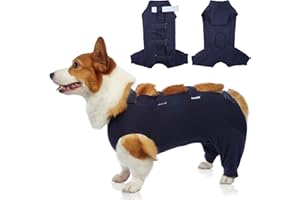 IECOii Hundebody Nach Op,Langärmel Hundebody Nach Kastration,Atmungsaktive Hundebody Nach Op Hündin,E-Halsband Alternative Nach Hund Body Operation,Anti-Wundlecken Op Body,Body Hund mit Beinen,Blau,M