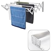 Depolife &Ccedil;amaşır Balkon Kurutma Askısı Akordiyon Elbise Kurutmalık 70Cm-9 &Ccedil;ubuk Al&uuml;minyum Duvar Montajlı
