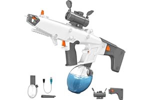 IERAKOR Pistolet à Eau Électrique, Pistolet a Eau Puissant avec Absorption Automatique de l'eau, Grande Capacité de 810 ML, Portée de 6 à 8 M, Jouet Aquatique de Fête d'été pour Enfants et Adultes (Gris)