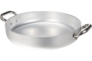 BALDASSARE AGNELLI Pentole Agnelli Linea Alluminio 5 mm Tegame Radiante con Due Maniglie Inox, Argento, 32 cm