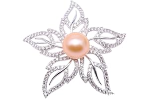 JYX PEARL JYX - Broche florale en perles d'eau douce rondes incrustées de zircons fins