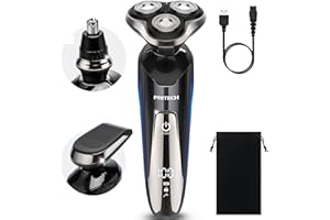 PRITECH Electric Razor for Men,Rechargeable Electric Shavers for Men Face - Wet Dry Cordless Mens Rotary Shavers with Beard Hair Trimmer,Nose Trimmer - Portable Travel Shaver