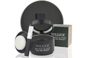 VOLLUCK Poudre pour Racines Cheveux 4g – Couverture Efficace des Cheveux Blancs & Zones Clairsemées, Facilité d’Application, Fini Naturel – Pour Homme et Femme (Noir)
