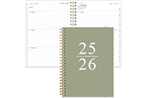 HEVEBOIK 2025-2026 Diary - Planner 2025-2026 from July 2025 - June 2026, Weekly & Monthly Planner & Journal to Track Goals, 14.8 x 21cm, Green