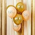 Club Green 6 Gold and Nude 50th Birthday Balloons, Age 50 Party Balloons, 50th Birthday Decorations, Gold 50th Party, Gold Birthday Party