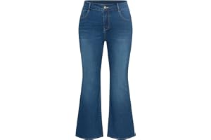 Hanna Nikole dam stor storlek bootcut jeans hög midja bell bottom stretchig bootcut jeans stretch
