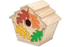 Melissa & Doug Cabane à Oiseaux en Bois, Décorations de maison d'oiseau en bois avec pinceau et peinture, Kit bricolage, Jouets créatifs, Loisirs créatifs pour enfants et adultes