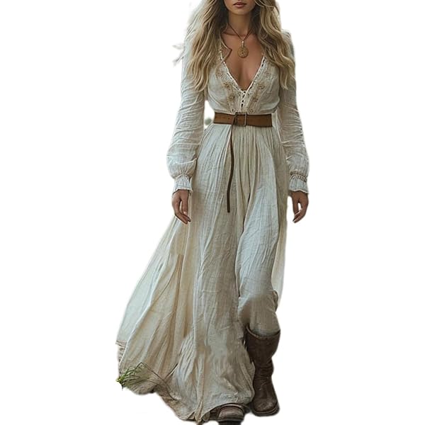 Robe Longue En Jean Vintage Femme - Style Western Cowboy, Broderie Florale, Décolleté Sans Bretelles, Pour été Et Automne