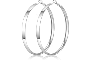 PABBEU 5mm Breit Creolen Silber 925 Groß Ohrringe Silber Hypoallergen Creolen Silber Leicht Silber Ohrringe Damen Mädchen 40/50/60/70mm