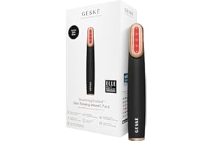 GESKE Skin Firming Wand | 7 in 1 | Anti-età | Lifting a microcorrente | Strumento di skincare | Rimozione rughe per pelle soda | Rassodante viso | Tecnologia luce LED rossa | Testa girevole