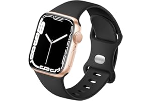 HdanMole Kompatibel mit Apple Watch Armband 38mm 40mm 41mm 42mm 44mm 45mm 46mm, Weiches Silikon Sport Armband Ersatz für iWatch Series 10 9 8 7 6 5 4 3 2 1 SE Herren Damen, Schwarz