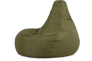 Bean Bag Bazaar Dalton Gaming Bean Bag Chair, Khaki Green, Water Resistant Fabric, Recliner Beanbag for Indoor and Outdoor Use with Filling Included, Gaming, Bedroom, Living Room, Garden