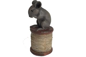 Animal Crackers Cute antique effect mouse on cotton reel quirky ornament decoration mice or sewing lover gift