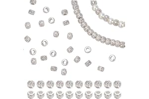 PH PANDAHALL PandaHall 100pz Perline distanziali Grandi Fori Lega tibetana Argento Antico Distanziatori Europei Rondelle per Collana Braccialetto Creazione Gioielli Fai-da-Te, 8 mm, Foro: 3,5 mm