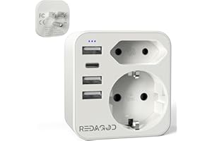 Redagod Adaptateur France vers USA avec 2 Prises et 3 USB et 1 Type-C (3.4A) Americaine pour Canada Mexique Thaïlande Type B