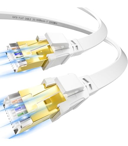 KASIMO CAT 8 Ethernet Kabel Platte Met Vergulde RJ45 Connector
