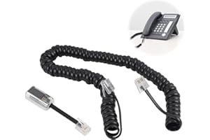 VXIWSCY Kabel telefoniczny RJ9 4P4C 3 metry z obrotowym rozplątywaniem o 360°, czarny - spiralny kabel telefoniczny stacjonarny, uniwersalny kompatybilny ze wszystkimi telefonami z interfejsem RJ9 do domu i
