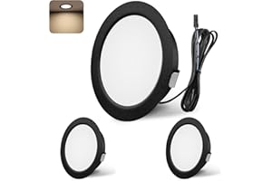 YindaLux Spot LED Encastrable, Spot LED 12V 4000K Blanc neutre Dimmable, 3W Extra Plat Spot encastrable, Trou 55-58mm Aluminium Plafonnier spot avec câble de 2m, Lot de 3, Noir