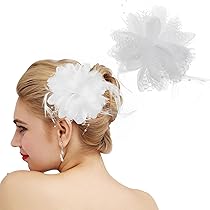 85mm Broche Femme Élégante Fascinator Plume Fleur Avec Perles