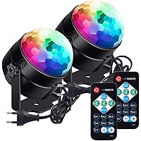 LED Discokugel lunsy Bühnenlicht Musikgesteuert Disco Lichteffekte RGB Partylicht 7 Farben Sound aktiviert mit…