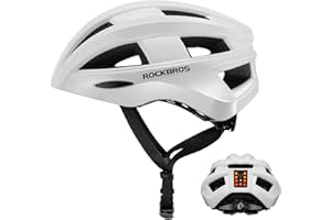 ROCKBROS Casco Bicicleta Adulto con 3 Modos Luz LED Forro Desmontable para Hombre Mujer, Casco Transpirable para Ciclismo Carretera MTB Ajustable 55-60 cm