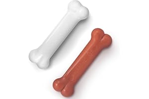 Nylabone 2 x Dura Chew Extreme Tough Dog Chew Toy Bones, 1 Bacon & 1 Chicken, Medium, For Dogs Up To 16 kg,White/Brown