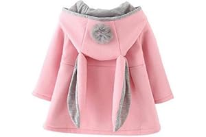 Odziezet Cappotto con Cappuccio Coniglio da Bambina Giacca Incappucciato per Inverno Autunno 0-6 Anni