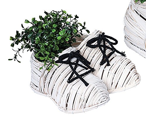 Preisvergleich Produktbild Schuhpaar Weiss Rattan, Je 22x18x10cm