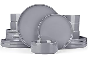 Richmount Nebula Dinner Sets for 6 People, 18-Piece Speckled Dinnerware Stoneware Set, Scratch Resistant, Dishwasher & Microwave Safe, Dining Plates and Bowls Sets, Dark Gray