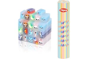 YUKOVEP 74 Bleistifte mit Radiergummi Kinder Set,37 Mehrfarbig Spielzeug PVC Radiergummi+ 37 Bleistift Kinder,Stifte Kinder Mitgebsel Kindergeburtstag,für Kinder Schule Büro, Schreiben Skizzieren